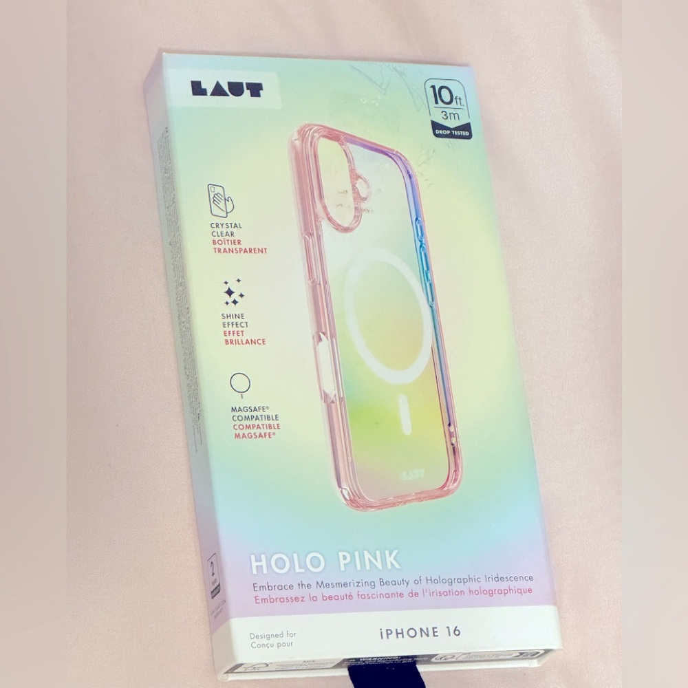 LAUT Halo Pink IPhone 16 MagSafe compatible Holographic Iridescence Case